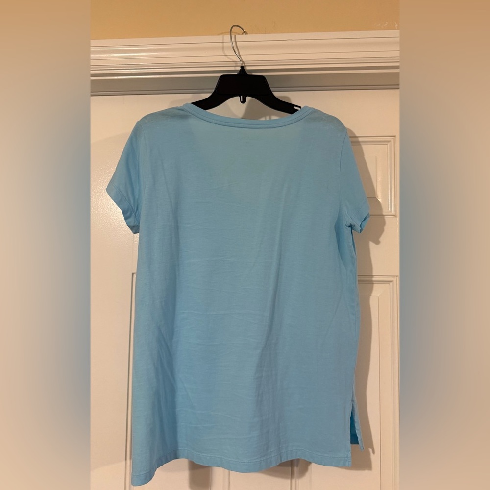 Lilly Pulitzer Women's Light Blue V-Neck Meredith Tee - Picture 5 of 9